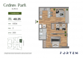 Plano del modelo TD-X08A del proyecto CEDROS PARK en Santiago De Surco