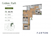 Plano del modelo TD-X06B del proyecto CEDROS PARK en Santiago De Surco