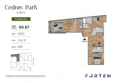 Plano del modelo TD-X03C del proyecto CEDROS PARK en Santiago De Surco