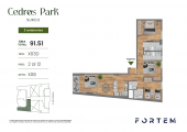 Plano del modelo TD-X03D del proyecto CEDROS PARK en Santiago De Surco