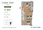 Plano del modelo TD-X11 del proyecto CEDROS PARK en Santiago De Surco