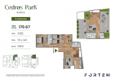Plano del modelo TD-X12B del proyecto CEDROS PARK en Santiago De Surco