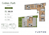 Plano del modelo TD-X13A del proyecto CEDROS PARK en Santiago De Surco
