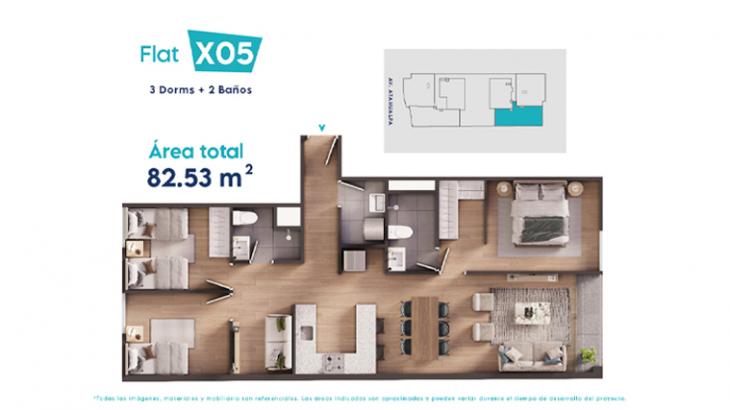 Plano del modelo 5 del proyecto Atahualpa 448 en Miraflores
