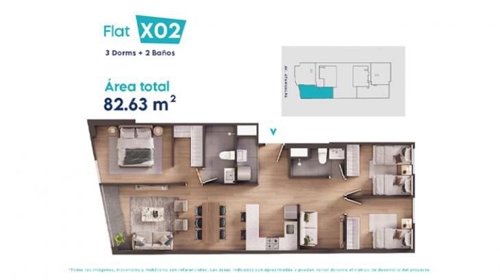 Plano del modelo 2 del proyecto Atahualpa 448 en Miraflores
