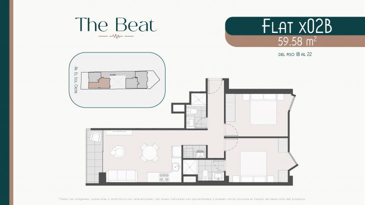 Plano del modelo 2B del proyecto The Beat en Barranco