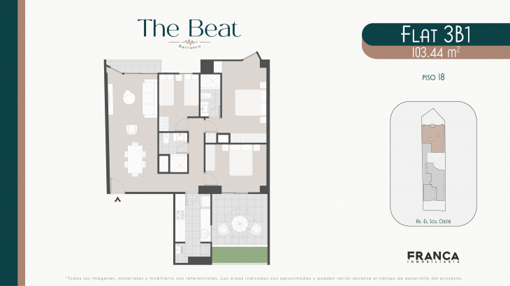 Plano del modelo 3B1 del proyecto The Beat en Barranco