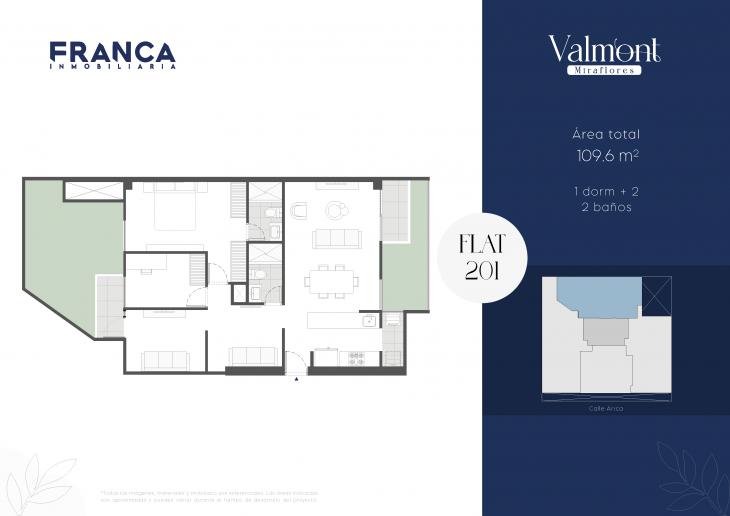 Plano del modelo 201 del proyecto Valmont en Miraflores