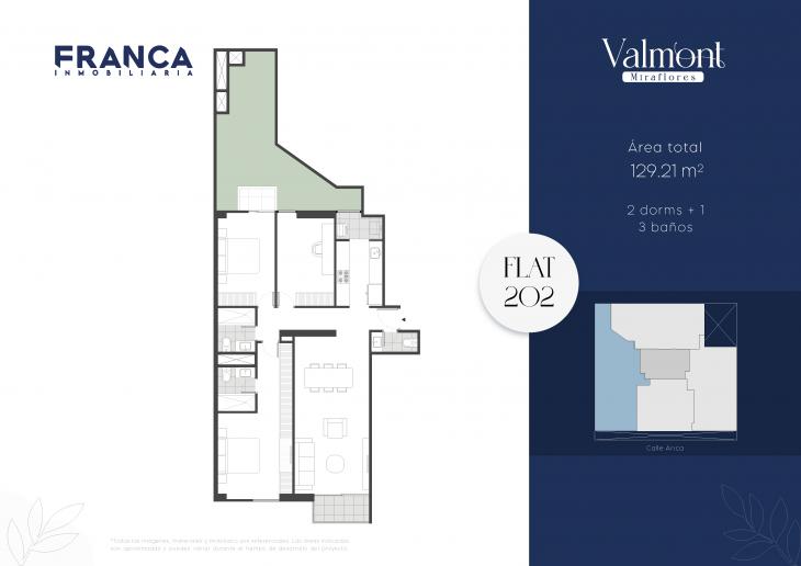 Plano del modelo 202 del proyecto Valmont en Miraflores