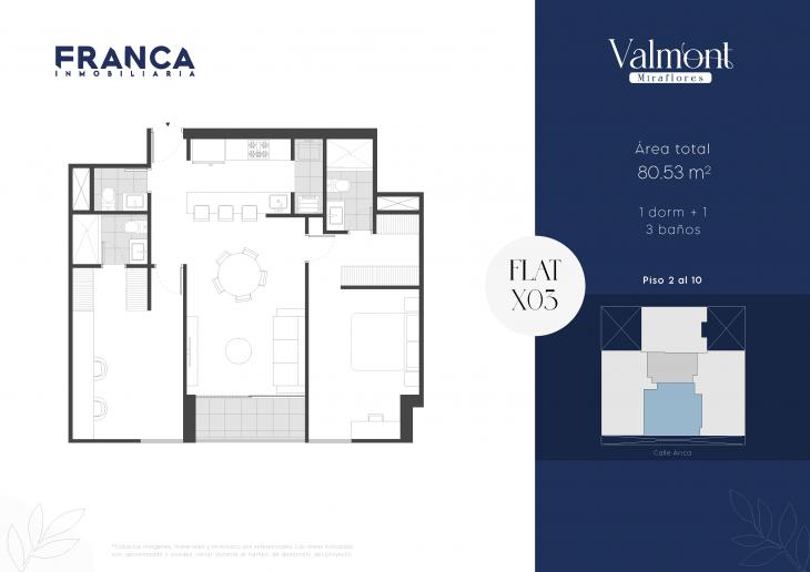 Plano del modelo 3 del proyecto Valmont en Miraflores