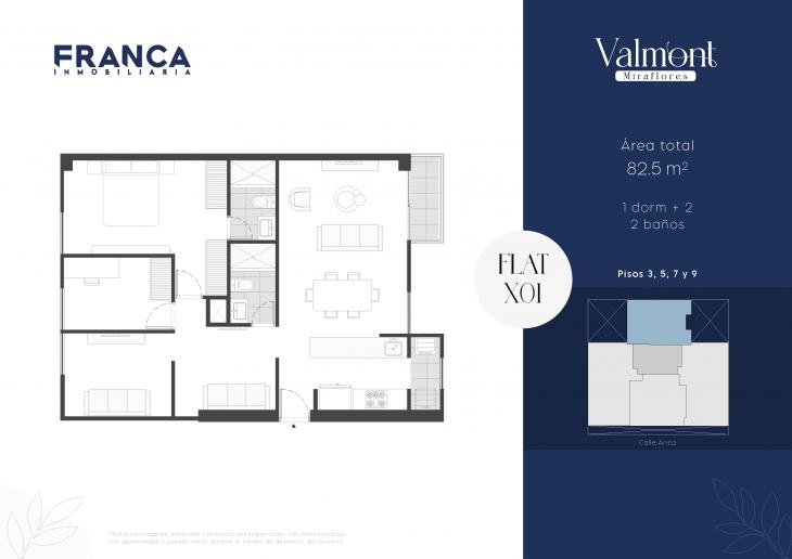 Plano del modelo X01 del proyecto Valmont en Miraflores