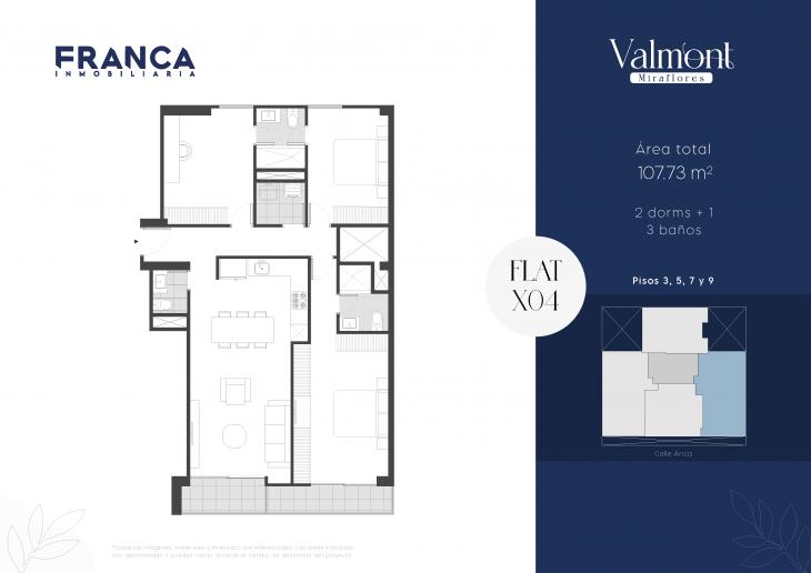 Plano del modelo X04 del proyecto Valmont en Miraflores