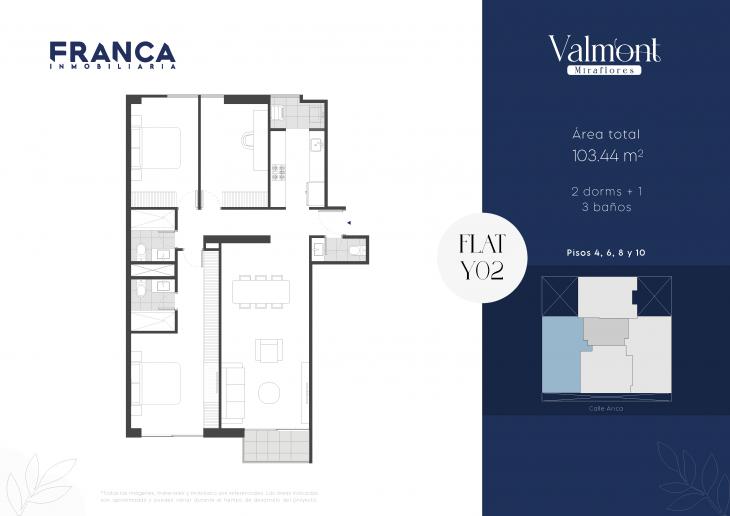 Plano del modelo Y02 del proyecto Valmont en Miraflores