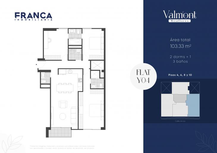 Plano del modelo Y04 del proyecto Valmont en Miraflores