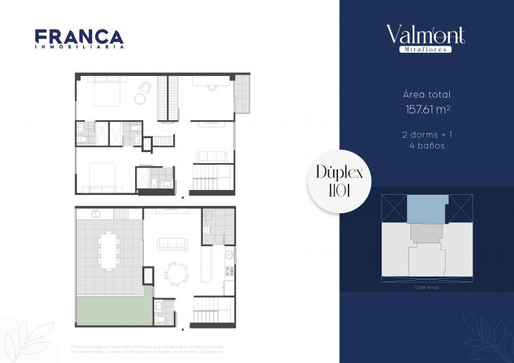 Plano del modelo 1101 del proyecto Valmont en Miraflores