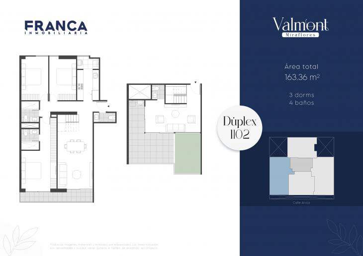 Plano del modelo 1102 del proyecto Valmont en Miraflores