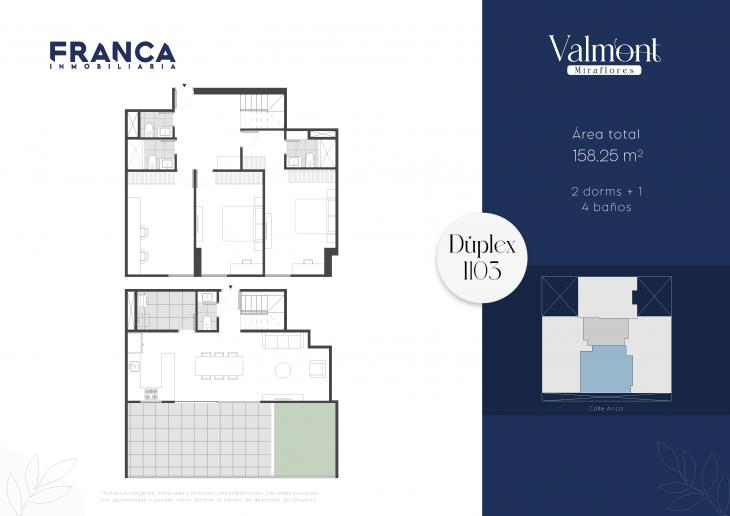 Plano del modelo 1103 del proyecto Valmont en Miraflores