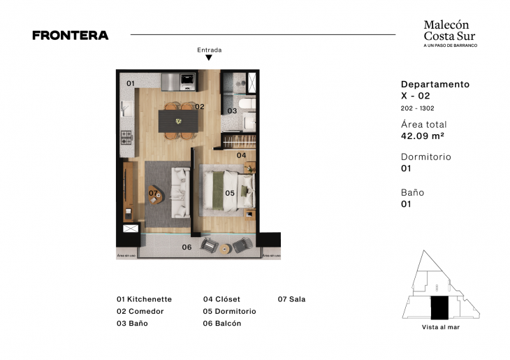 Plano del modelo X02 del proyecto Malecón Costa Sur 658 en Chorrillos
