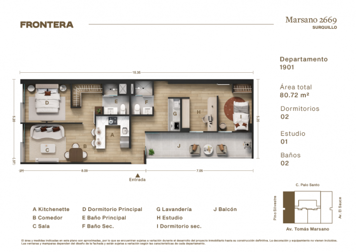 Plano del modelo 1901 del proyecto Marsano 2669 en Surquillo