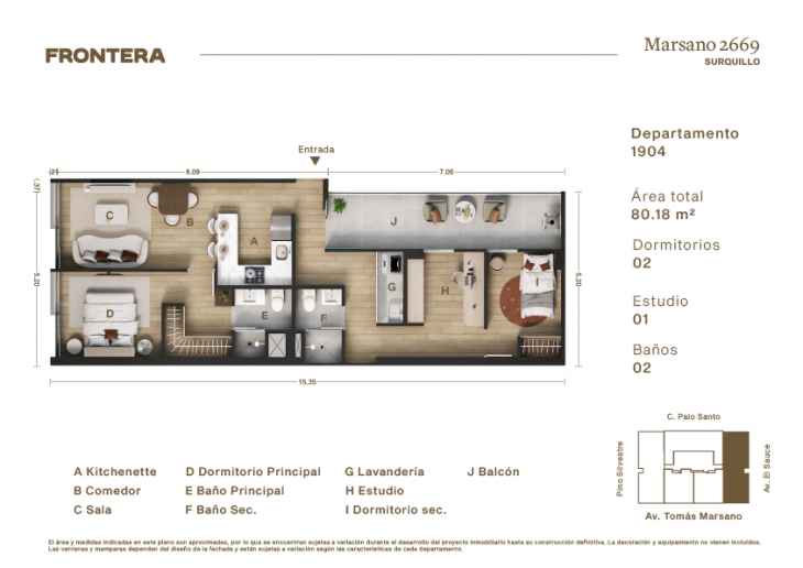 Plano del modelo 1904 del proyecto Marsano 2669 en Surquillo