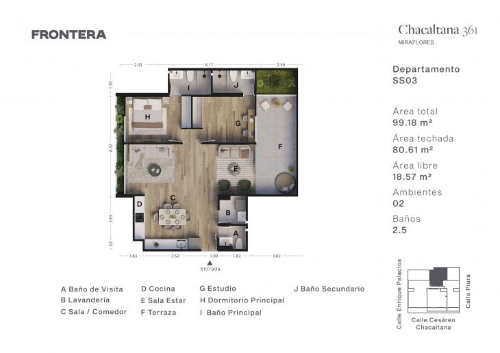 Plano del modelo SS03 del proyecto Chacaltana 361 en Miraflores