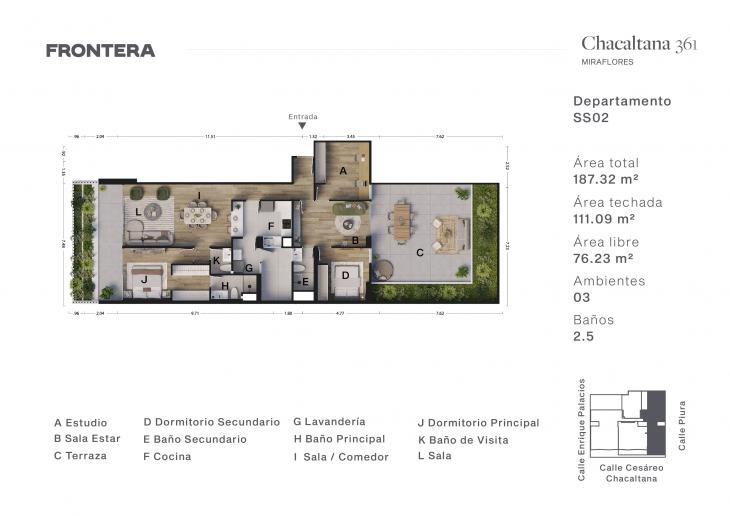 Plano del modelo SS02 del proyecto Chacaltana 361 en Miraflores