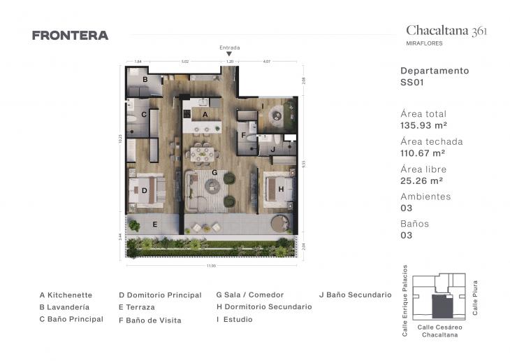 Plano del modelo SS01 del proyecto Chacaltana 361 en Miraflores