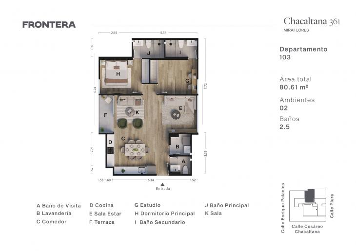Plano del modelo 103 del proyecto Chacaltana 361 en Miraflores