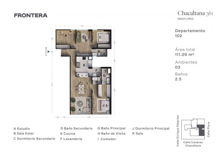 Plano del modelo 102 del proyecto Chacaltana 361 en Miraflores
