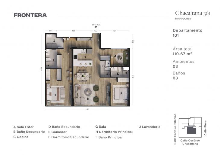 Plano del modelo 101 del proyecto Chacaltana 361 en Miraflores