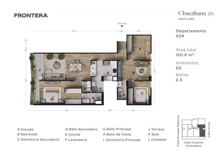 Plano del modelo X04 del proyecto Chacaltana 361 en Miraflores