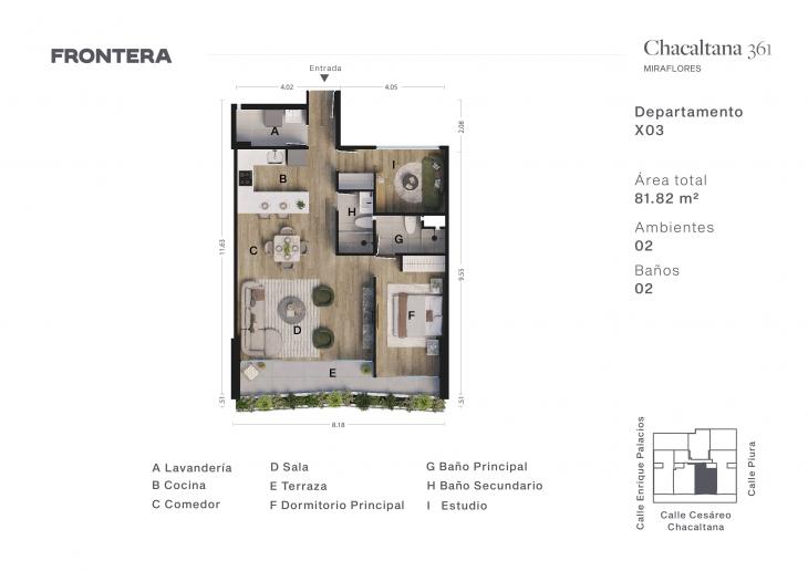 Plano del modelo X03 del proyecto Chacaltana 361 en Miraflores