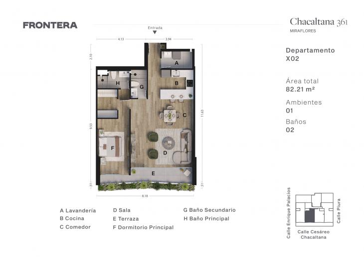 Plano del modelo X02 del proyecto Chacaltana 361 en Miraflores