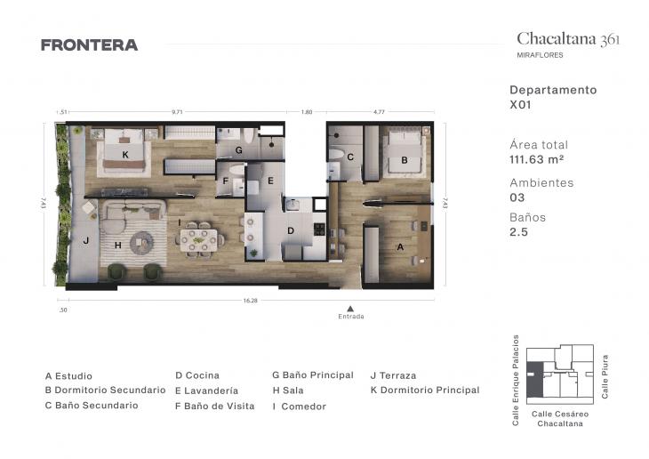 Plano del modelo X01 del proyecto Chacaltana 361 en Miraflores
