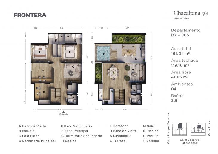 Plano del modelo 805 del proyecto Chacaltana 361 en Miraflores