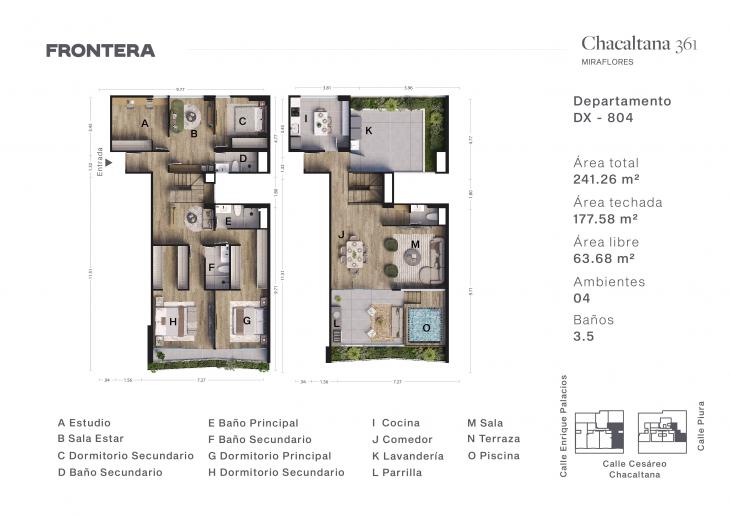 Plano del modelo 804 del proyecto Chacaltana 361 en Miraflores