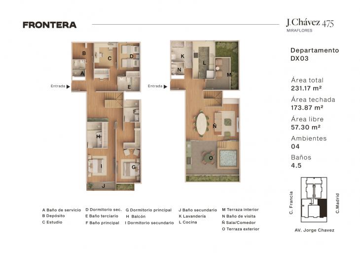 Plano del modelo 1003 del proyecto J. Chávez 475 en Miraflores