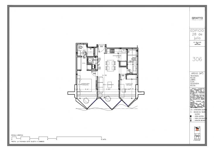 Plano del modelo X06-A del proyecto 28 de Julio 360 en Miraflores