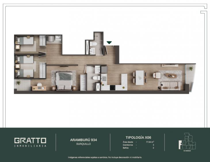 Plano del modelo X06-13 del proyecto Aramburú 934 en Surquillo