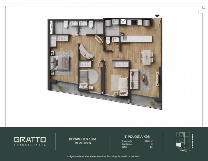 Plano del modelo X06 del proyecto Benavides 1361 en Miraflores
