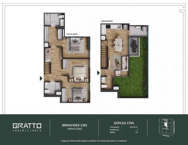 Plano del modelo X1703 del proyecto Benavides 1361 en Miraflores