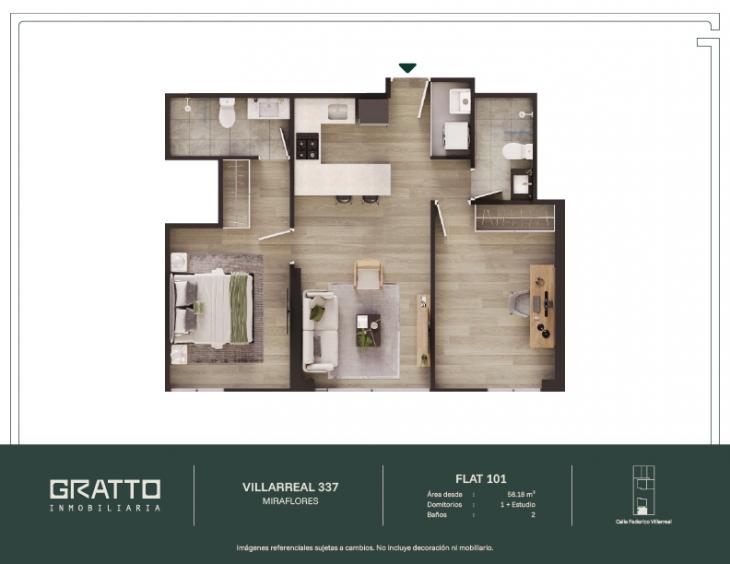 Plano del modelo X101 del proyecto Villarreal 337 en Miraflores