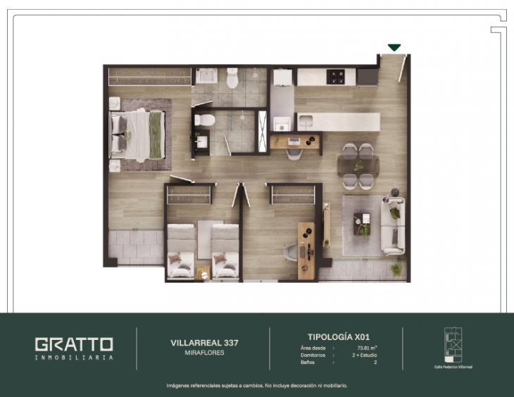 Plano del modelo X01 del proyecto Villarreal 337 en Miraflores