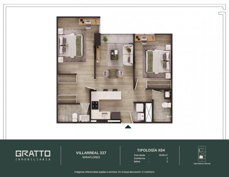 Plano del modelo X04 del proyecto Villarreal 337 en Miraflores