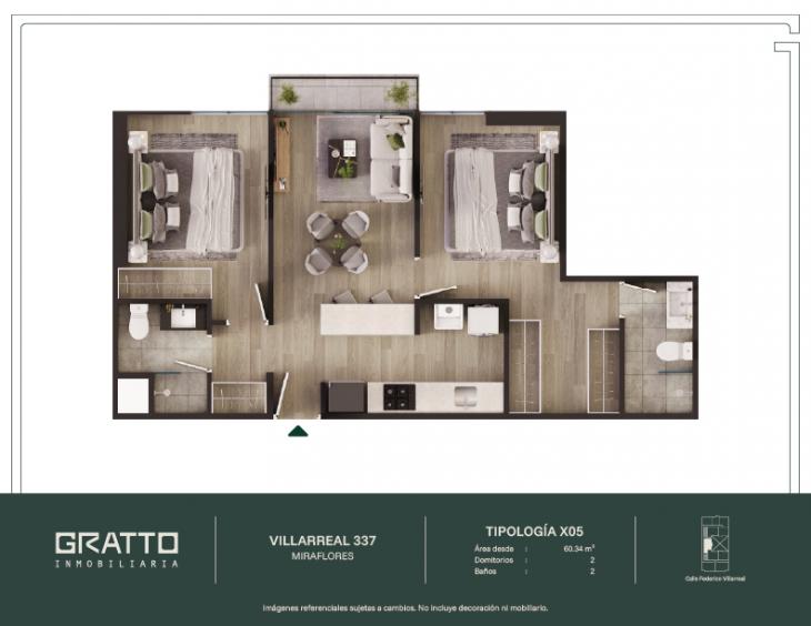 Plano del modelo X05 del proyecto Villarreal 337 en Miraflores