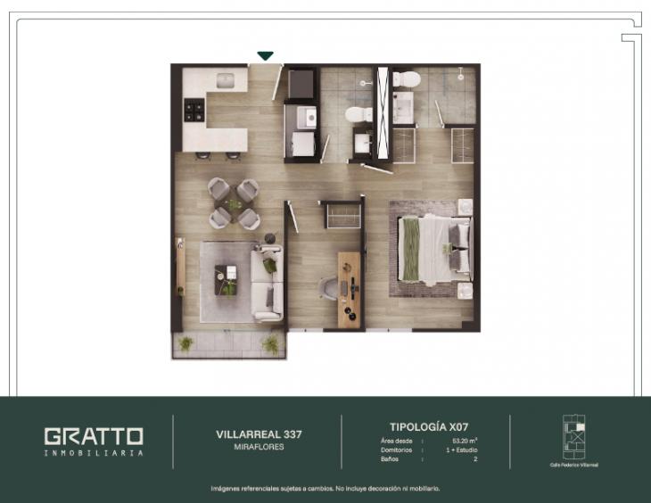 Plano del modelo X07 del proyecto Villarreal 337 en Miraflores