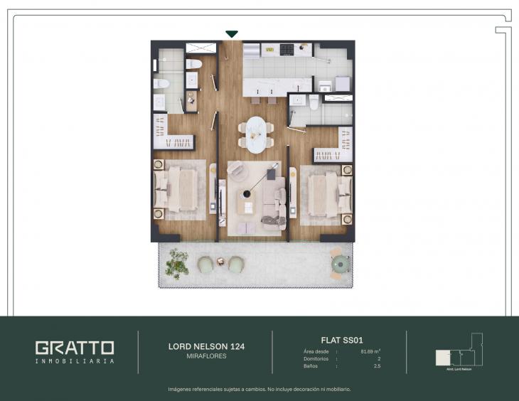 Plano del modelo SS01 del proyecto Lord Nelson 124 en Miraflores