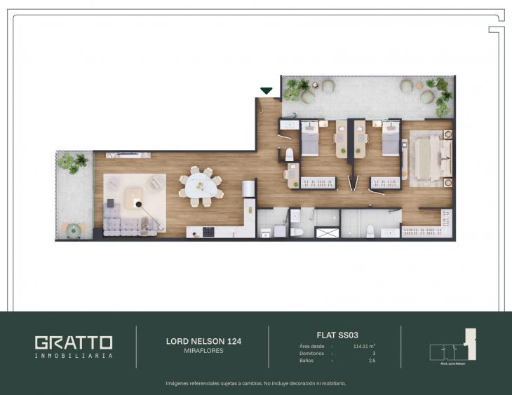 Plano del modelo SS03 del proyecto Lord Nelson 124 en Miraflores