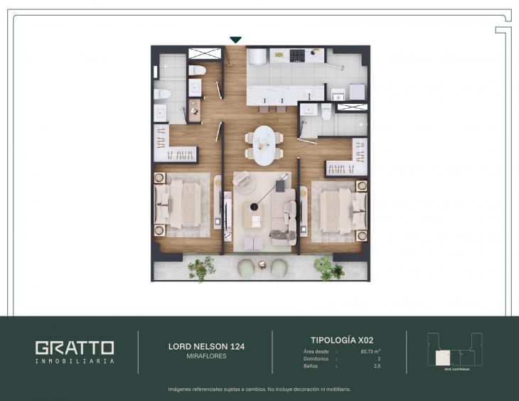 Plano del modelo X02 del proyecto Lord Nelson 124 en Miraflores