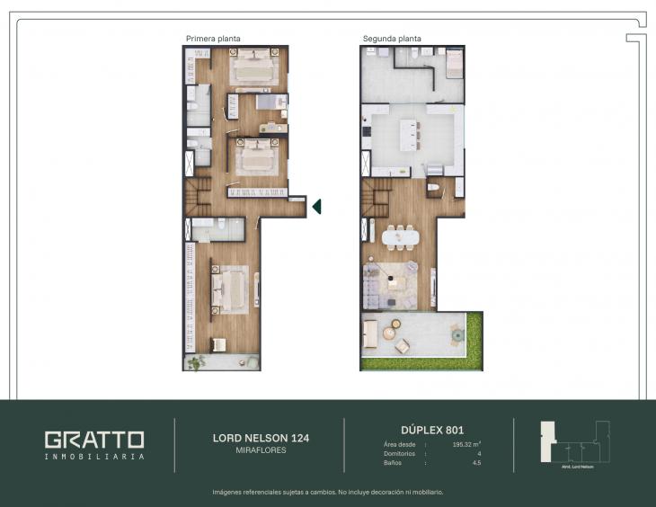 Plano del modelo X801 del proyecto Lord Nelson 124 en Miraflores